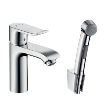 Hansgrohe Metris Смеситель для раковины, на 1 отв., с гигиеническим душем (комплект: шланг: 160см, кронштейн, лейка), цвет: хром. 31285000