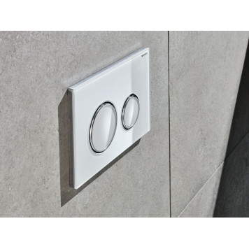 115.085.KJ.1 Смывная клавиша Geberit Omega20 для двойного смыва к 111.003/030/060 белый/глянцевый хром 115.085.KJ.1-4