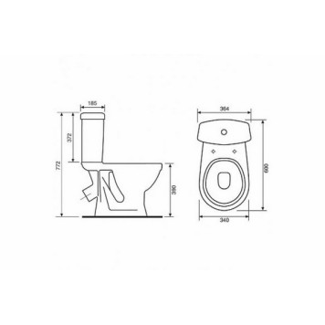 44901110522 Унитаз-компактСуперкомпактСтандарт, нижний подвод воды, горизонтальный выпуск (старый арт. 44901130522) 44901110522