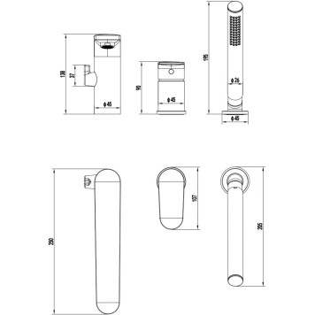 AQ1848CR НИКА смеситель на борт ванны на 3 отв. AQ1848CR-7