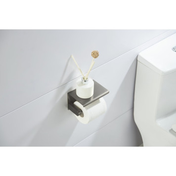 AQ4939BGM ЕВРОПА бумагодержатель с полкой, оружейная сталь (шлиф. черный хром) AQ4939BGM-2