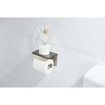 AQ4939BGM ЕВРОПА бумагодержатель с полкой, оружейная сталь (шлиф. черный хром) AQ4939BGM-3