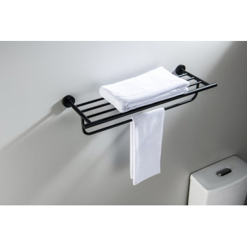 AQ4215MB ОБЕРОН полка для полотенец, матовый черный AQ4215MB-2