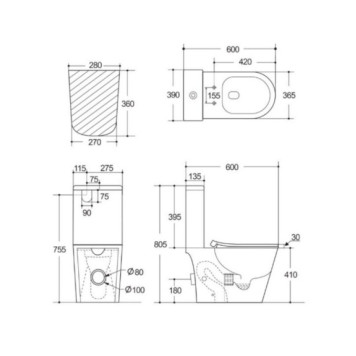 AQ2999T-00 ЛИБЕРТИ Унитаз напольный tornado 600390805, крышка дюрапласт, мех-м RT, крепеж AQ2999T-00-5