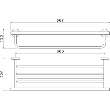 AQ4215MB ОБЕРОН полка для полотенец, матовый черный AQ4215MB-4