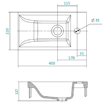 1.WH30.2.500 МИРАНДА умывальник 40 см 1.WH30.2.500-1