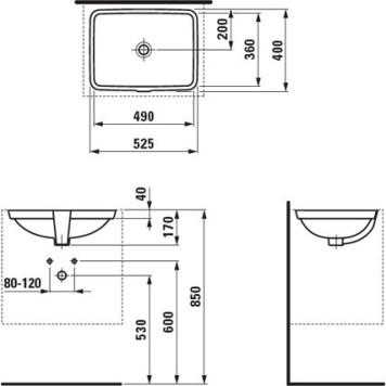 PRO S 1196.1.000.109.1 раковина 490 x 360 x 170 mm под столешницу 8.1196.1.000.109.1-1