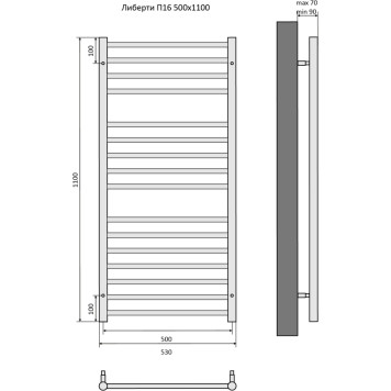 Либерти П16 500х1100 Полотенцесушитель Aquatek AQ RR1610CH-3