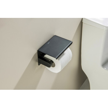 AQ4939MB ЕВРОПА бумагодержатель с полкой, матовый черный AQ4939MB-1