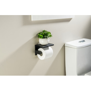 AQ4939MB ЕВРОПА бумагодержатель с полкой, матовый черный AQ4939MB-2