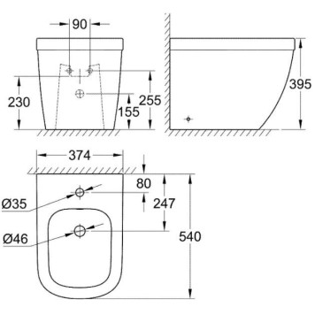 39340000 Euro Ceramic Биде напольное, альпин-белый (12 шт пал - 126340) 39340000-1