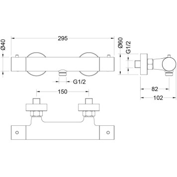 AQ1363CR ЕВРОПА термостатический смеситель для душа AQ1363CR-1