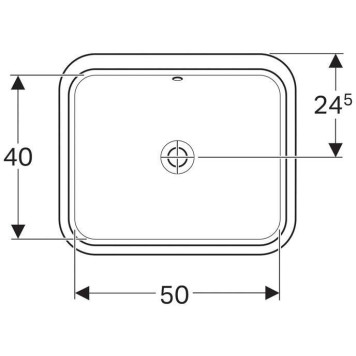 500.764.01.2 Geberit VariForm Раковина с установкой под столешницу прямоугольной формы, T1=50х40 см, без отв. под смеситель, с отв. перелива 500.764.01.2-3