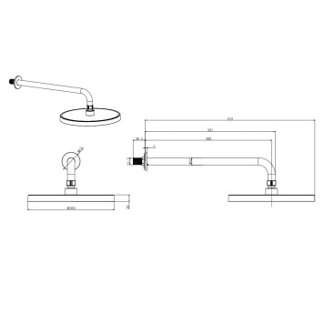 AQ2080CR круглый верхний душ настенный 260х20мм AQ2080CR-1