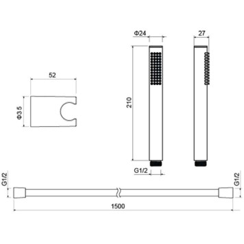 AQ2034CR ЕВРОПА душевой набор 1jet AQ2034CR-1