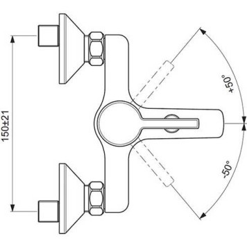 BA279AA LOGIK Смеситель для ванны душевой гарнитур в комплекте (душевая лейка Ø70 мм, металлический шланг 1500 мм, держатель для лейки) BA279AA-2