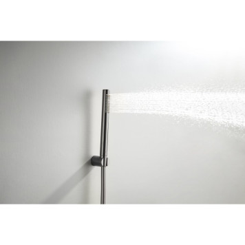 AQ2034BGM ЕВРОПА душевой набор 1jet, оружейная сталь (шлиф. черный хром) AQ2034BGM-2