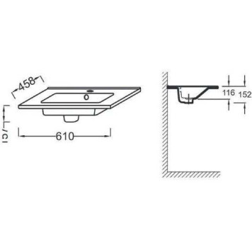 EXSA112-00 OLA раковина 60 см EXSA112-00-1