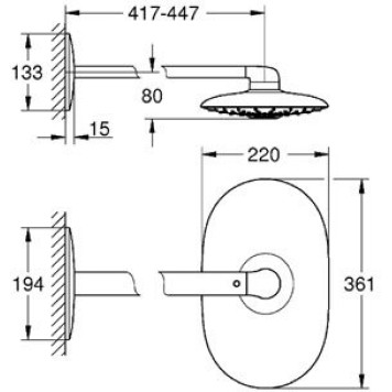 26254000 Rainshower 360 DUO Верхний душ с кронштейном 450 мм, II режима, хром 26254000-2