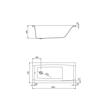 1.WH30.2.497 САНТОРИНИ 150 х70 ванна акриловая прямоугольная белая 1.WH30.2.497-4