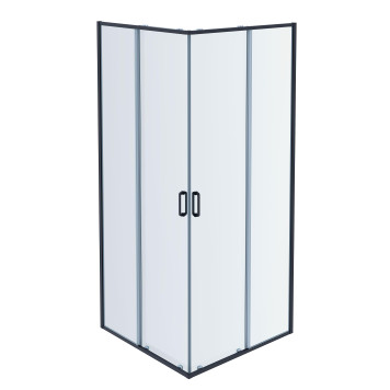 AQ ARI KV 08020BL Душевой уголок квадратный, двери раздвижные 800x800x2000 профиль черный, стекло прозрачное AQ ARI KV 08020BL-1