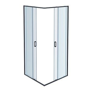 AQ ARI KV 08020BL Душевой уголок квадратный, двери раздвижные 800x800x2000 профиль черный, стекло прозрачное AQ ARI KV 08020BL-2