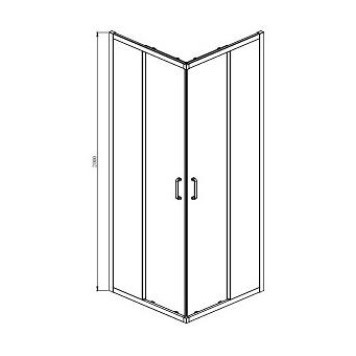 AQ ARI KV 08020BL Душевой уголок квадратный, двери раздвижные 800x800x2000 профиль черный, стекло прозрачное AQ ARI KV 08020BL-4