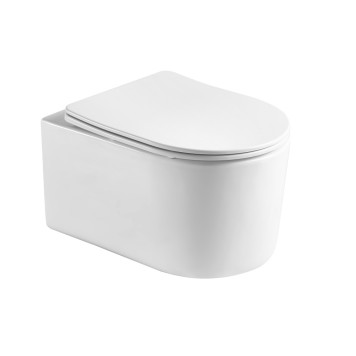 AQ2004T-00 МИЯ унитаз компакт подвесной безободковый 490370340мм,смыв TORNADO, тонкое сиденье с механизмом плавного закрывания, крепеж AQ2004T-00