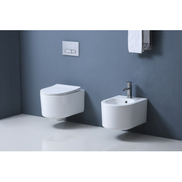 AQ2004T-00 МИЯ унитаз компакт подвесной безободковый 490370340мм,смыв TORNADO, тонкое сиденье с механизмом плавного закрывания, крепеж AQ2004T-00-4