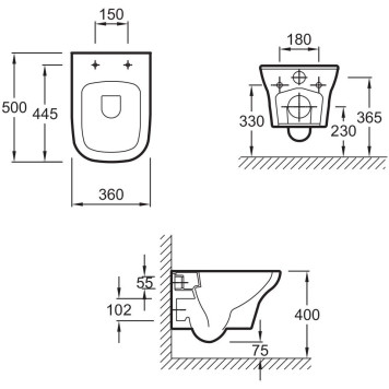 E21747RU-CP Унитаз c инсталляцией Jacob Delafon Vox, сиденье тонкое микролифт, панель для двойного смыва, хром (E36495-NF+E36496-CP+EDM102+E20142) E21747RU-CP-7