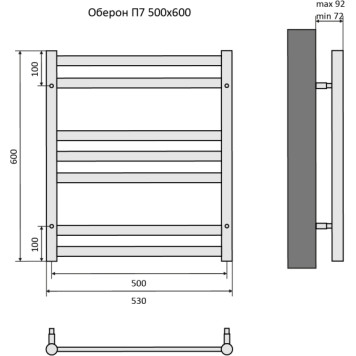 Оберон П7 500х600 Полотенцесушитель Aquatek AQ RO0760CH-3