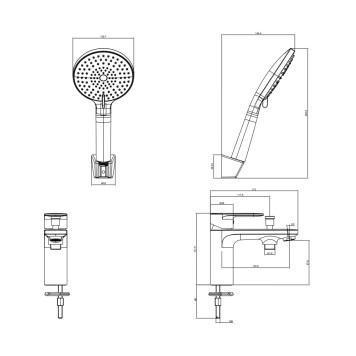 AQ1844MB НИКА смеситель врезной на борт ванны на 1 отв., матовый черный AQ1844MB-7