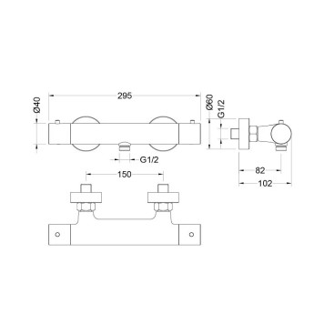 AQ1363BGM ЕВРОПА термостатический смеситель для душа, оружейная сталь (шлиф. черный хром) AQ1363BGM-1
