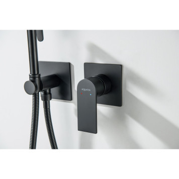 AQ1420MB ЛИРА комплект для гигиенического душа встроенный 2 отв. (смеситель + гигиеническая лейка + шланг), матовый черный AQ1420MB-5