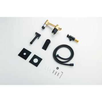 AQ1420MB ЛИРА комплект для гигиенического душа встроенный 2 отв. (смеситель + гигиеническая лейка + шланг), матовый черный AQ1420MB-7