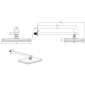 AQ2081CR прямоугольный верхний душ настенный 305х205х25 мм AQ2081CR-1
