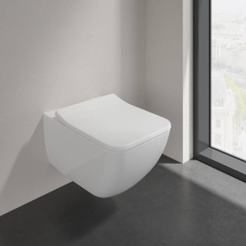 Villeroy Boch Venticello Унитаз подвесной 37.5x56см, сиденье SlimSeat, микролифт, цвет: альпийский белый-4