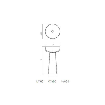 Dea Design Pedestal Basin Раковина 48х48х88см., напольная, без отв., Solid Surface, цвет: White №18. DD2027 480 18-2