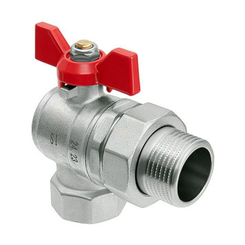 Кран шаровой латунный Smart Install ВР/НР 1/2 с американкой, угловой, бабочка. 57161S