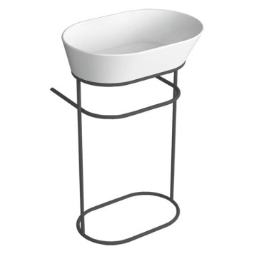 Simas Wave Структура металлическая напольная 50х40х75 см, с раковиной без отв. под смеситель, цвет: черный матовый. WA02 bi*0, WASA02 nero matt