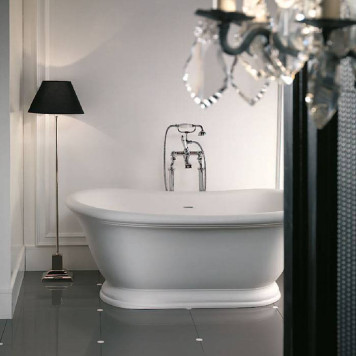 DevonDevon Aurora Ванна из минерального литья отдельностоящая 171x87xh70,5cм , цвет: белый с сифоном цвет хром. AURORAWH-1