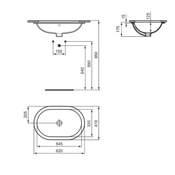 Ideal Standard Connect Раковина 62x41см., встраиваемая снизу, без отв., цвет: белый. E505001-5