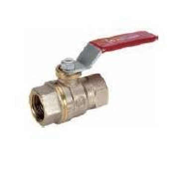 Кран шаровой полнопроходной с шаром DADO 1/2 B-В, ручка-рычаг красный, никелированный