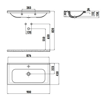 Раковина мебельная 45*90 см, IDEAL 90, цв. белый ID090-00CB00E-0000