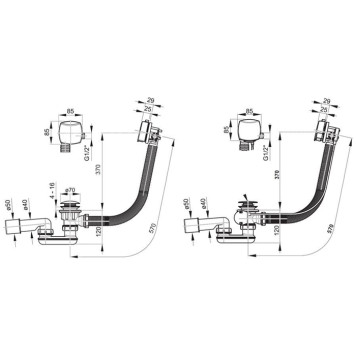 Ravak Слив-перелив для ванны, удлиненный, 80см., цвет: хром. X01318-1