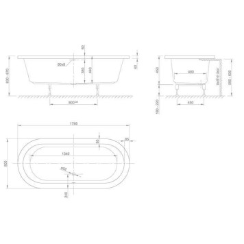 Knief Cool FIT Ванна овал 0400-082 встроенная 180x80x60см с ножками, в комплекте со сливом 0100-091-06 стандарт, цвет: белый. 0100-091-06, 0400-082-2