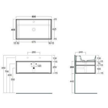 Simas Agile Структура металлическая 81x46xh28см, подвесная, для раковины с 1 отв., AG81, с 1 полкой, цвет: черный матовый-1