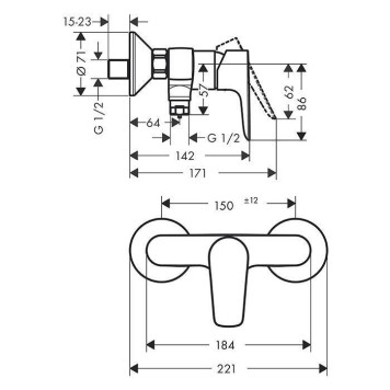 Hansgrohe Talis E Смеситель для душа, настенный, цвет: белый матовый. 71760700-1