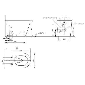 TOTO RP Унитаз напольный 38x64см, безободковый, цвет: белый. CW563Y#XW-5
