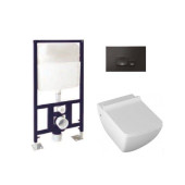 Комплект унитаз   инсталляция   клавиша, ISVEA, Purita, подвесной, шгв 345-550-400, цвет-белый/черный